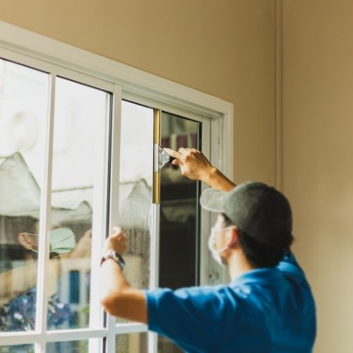 Glass with Protective Film and Adhesive Backing